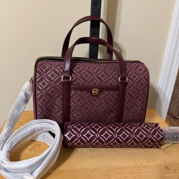 Michael Kors Handbags - Michael Kors Merlot Patterned Satchel w/Umbrella